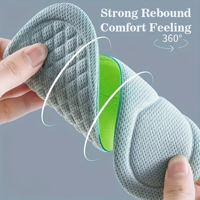 Memory foam insoles for flat and high heels, running shoes. High elasticity, shock absorption, sweat absorbent, comfort enhancing.