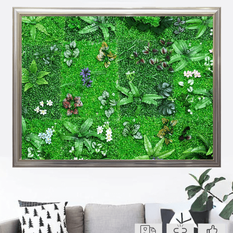 Artificial green wall with background, plants for front door, lawn grass wall, and artificial plant wall.