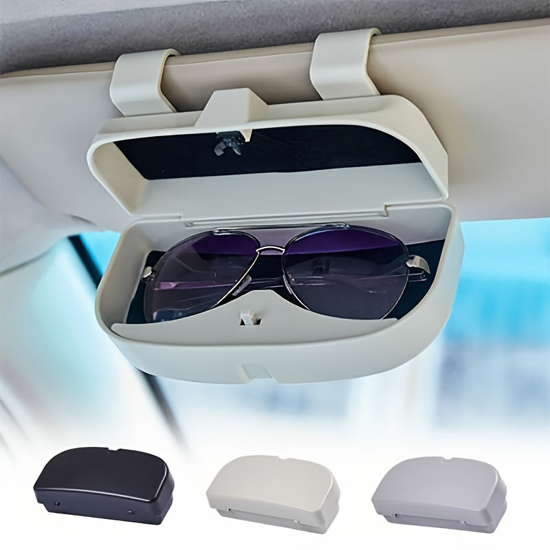 Universal Car Sun Visor Glasses Holder made of durable ABS resin with buckle mount, multifunctional interior accessory.