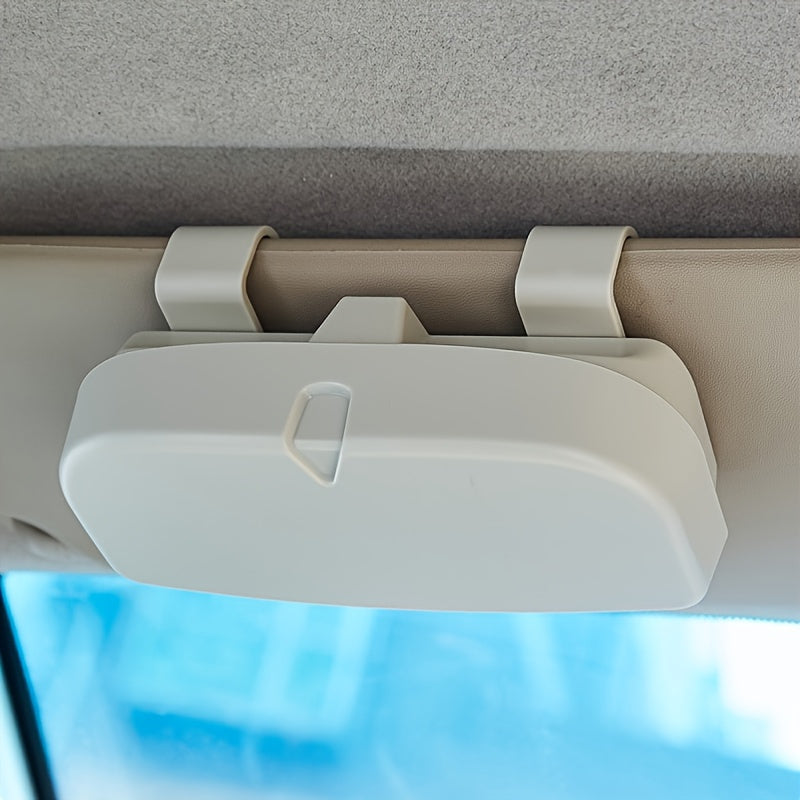 Universal Car Sun Visor Glasses Holder made of durable ABS resin with buckle mount, multifunctional interior accessory.