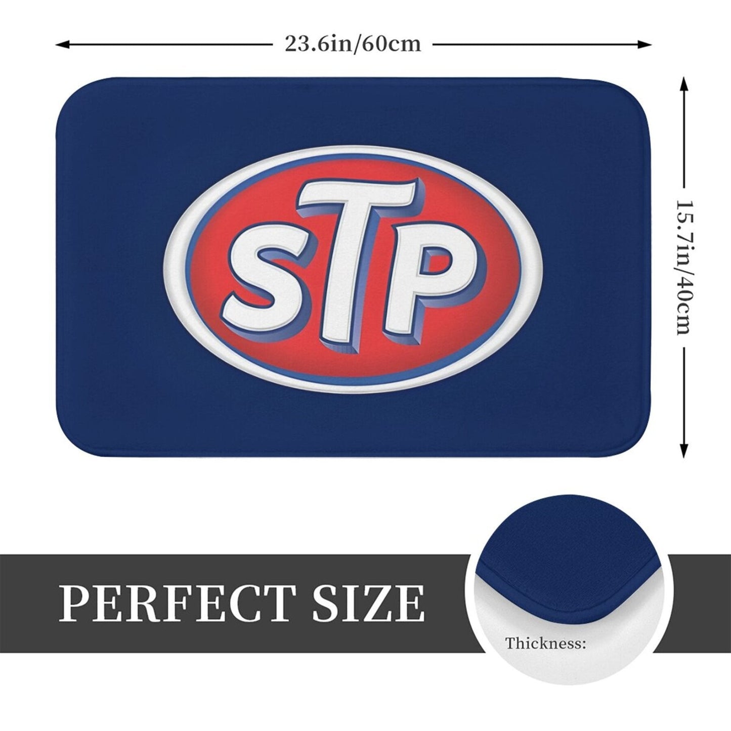 STP Logo Doormat - This lightweight, machine washable, non-slip polyester welcome mat is perfect for use in the kitchen, bedroom, or entryway. This rectangle-shaped, machine-made rug is a stylish and practical addition to any home.