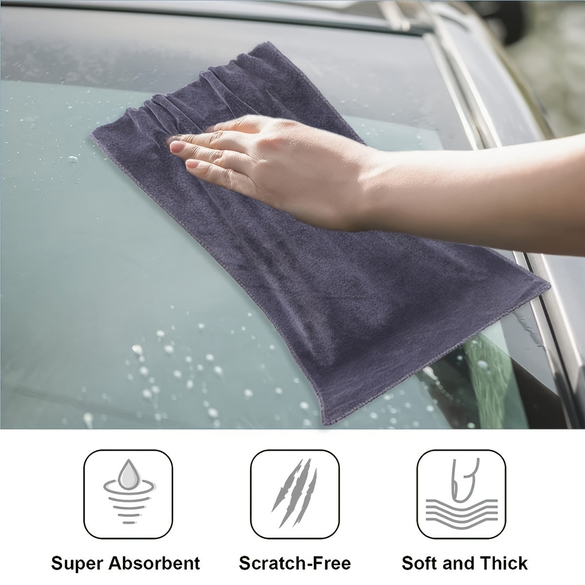 Pack of 5 Microfiber Cleaning Cloths - Washable, Highly Absorbent, Non-Shedding Cloths for Squeegeeing, Mopping, and Window Cleaning - Fast-Drying, Contemporary Design for All Areas of the Home - Made with High-Quality Polyester Fabric