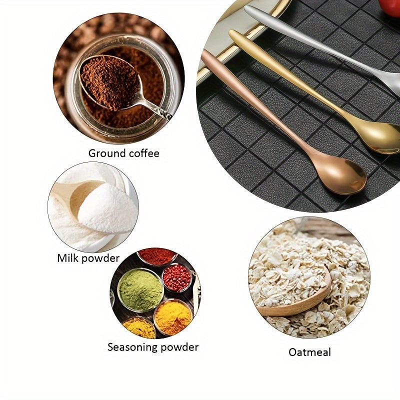 Set of 10 stainless steel coffee spoons - perfect for dessert, stirring, tea, espresso, and seasoning in the kitchen.