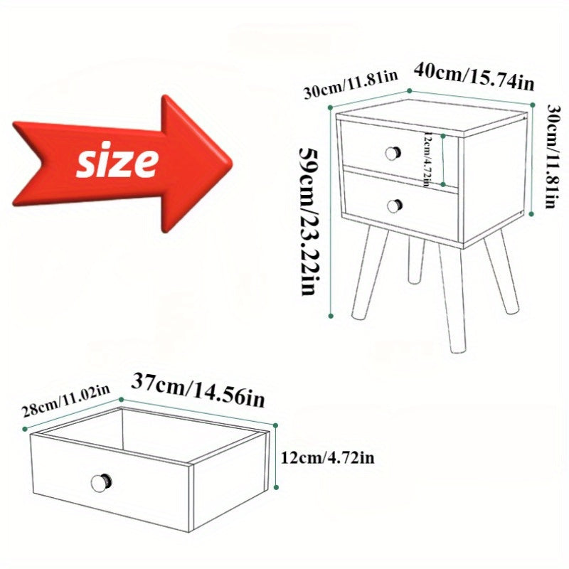 Stylish minimal bedside table with lockable storage shelf and solid wood legs for bedroom.