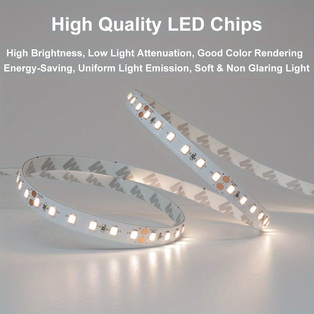 New 10.0m 2835 LED light strip, 24V, 120LEDs/m, white string light for office, hotels, malls, room decoration. Plastic material, DC 24V power supply, non-battery, no electronics.