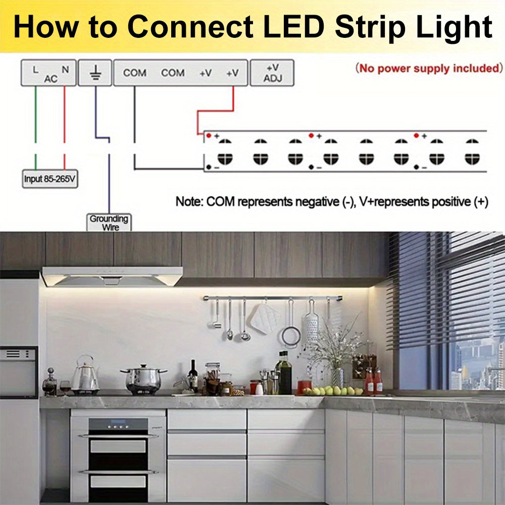 New 10.0m 2835 LED light strip, 24V, 120LEDs/m, white string light for office, hotels, malls, room decoration. Plastic material, DC 24V power supply, non-battery, no electronics.