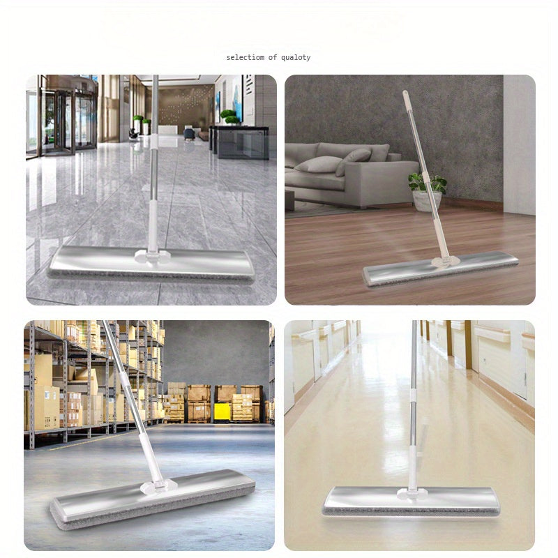 Multipurpose Aluminum Alloy Flat Mop with Stainless Steel Telescopic Handle - Ideal for Industrial and Home Use, Wet or Dry Cleaning in Living Room, Bedroom, Bathroom, Kitchen, and More - Available in Various Sizes for Easy Cleaning