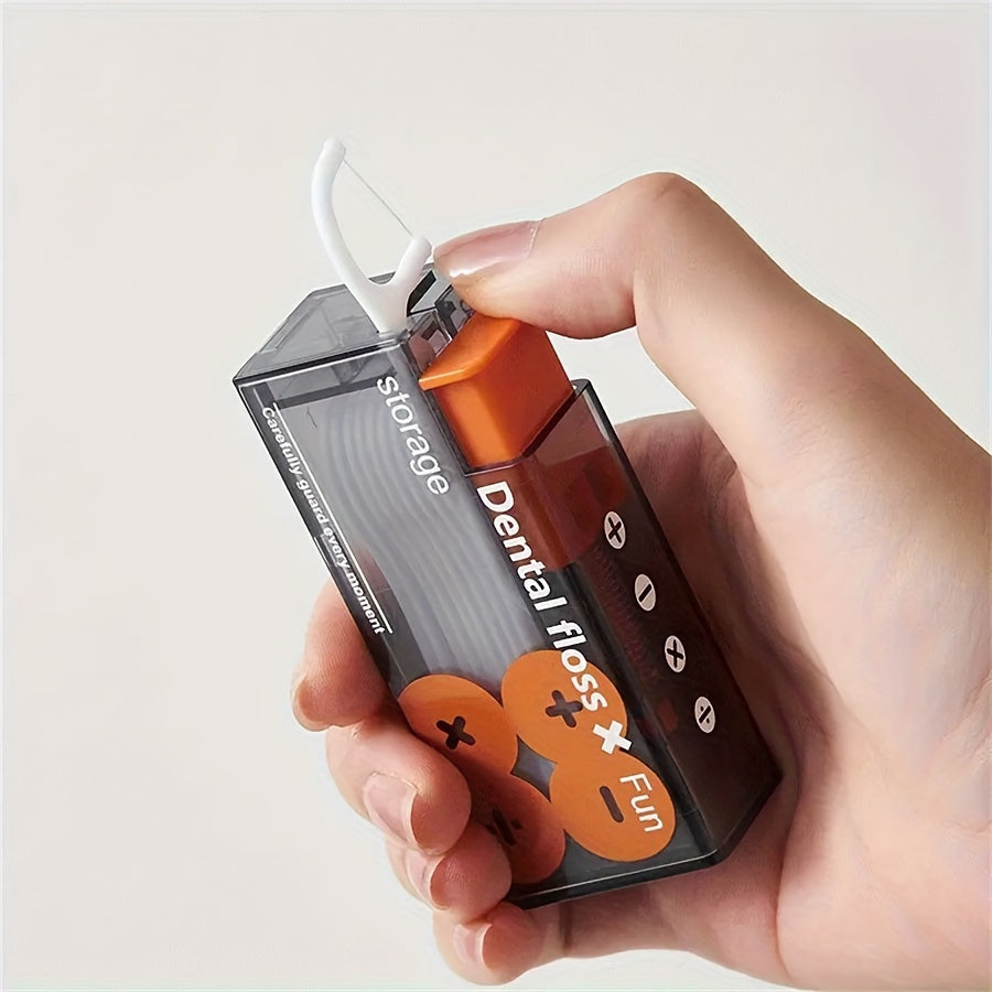 Portable dental floss dispenser with 10 picks for on-the-go oral care.