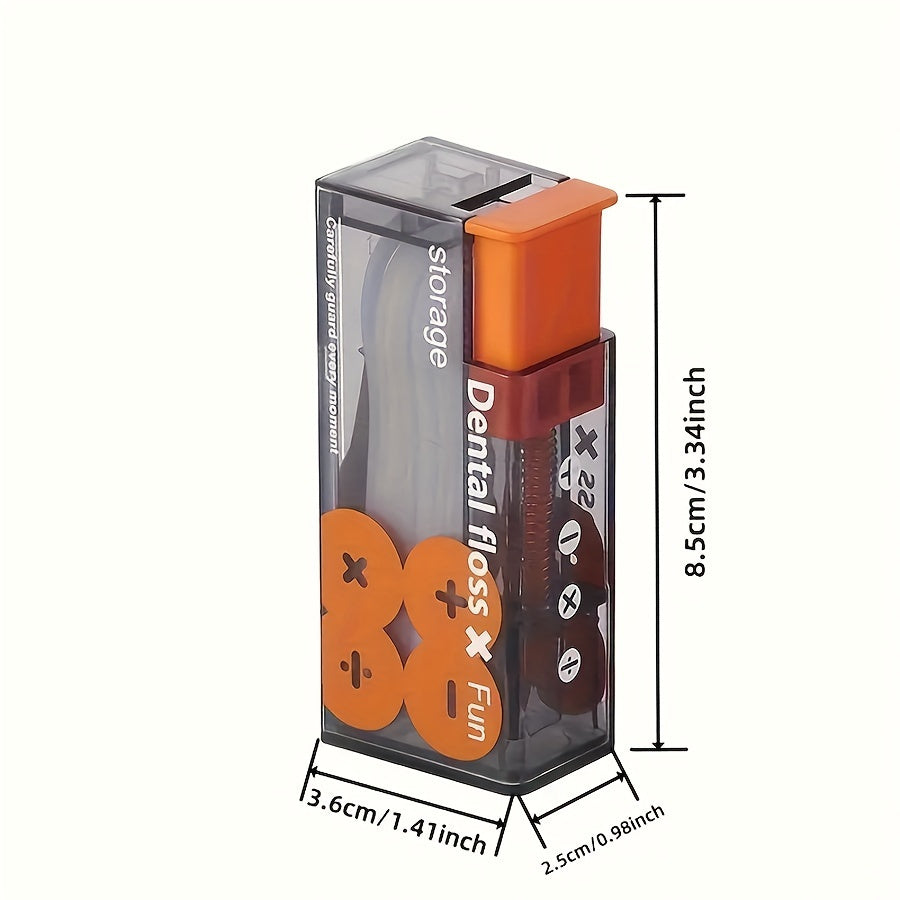 Portable dental floss dispenser with 10 picks for on-the-go oral care.