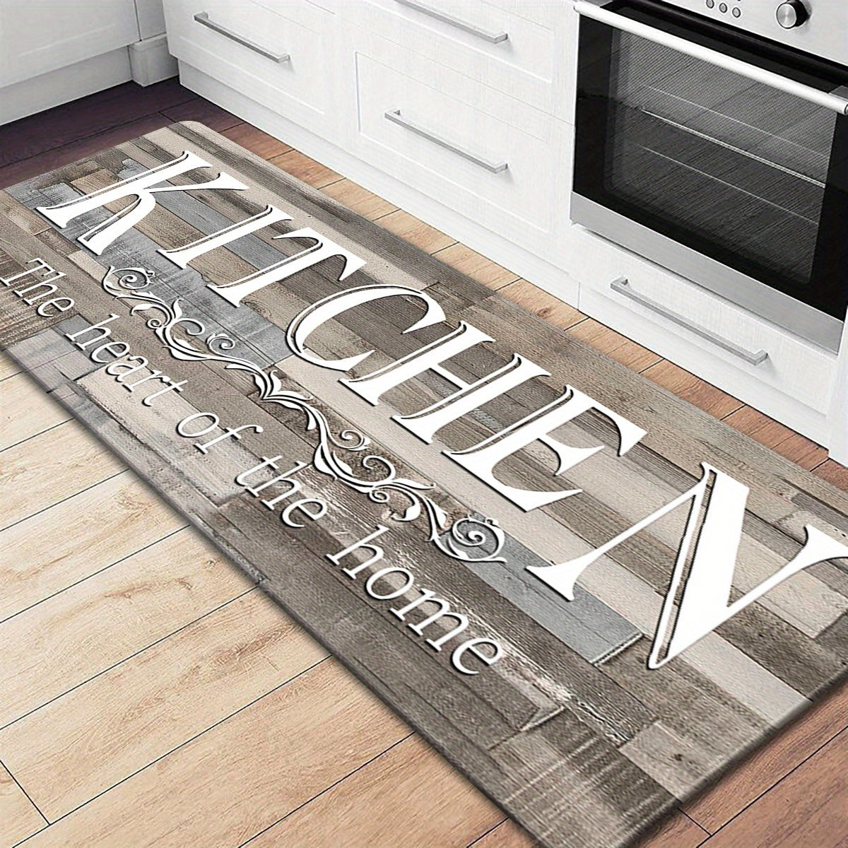 Brown Plank Kitchen Rug - Cozy and Easy to Clean, Enhances Safety, Suitable for Various Areas - Great for Holiday and Winter Decorating, Perfect for Entryways, Bathrooms, Living Rooms, and Laundry Rooms.