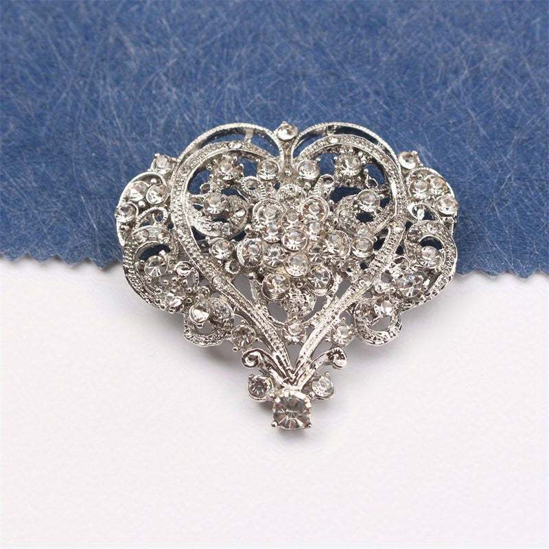 1 piece of Elegant Rhinestone Brooch Embellished with Sparkling Rhinestones Clothing Lapel Pin for Women's Dress Coat Sweater Corsage Accessories, Perfect for Christmas