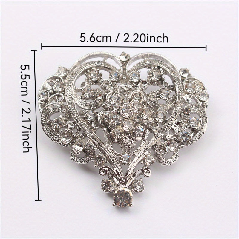 1 piece of Elegant Rhinestone Brooch Embellished with Sparkling Rhinestones Clothing Lapel Pin for Women's Dress Coat Sweater Corsage Accessories, Perfect for Christmas