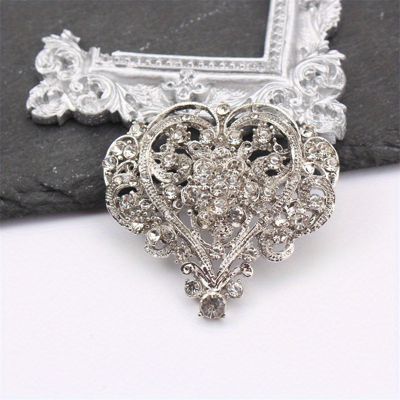 1 piece of Elegant Rhinestone Brooch Embellished with Sparkling Rhinestones Clothing Lapel Pin for Women's Dress Coat Sweater Corsage Accessories, Perfect for Christmas