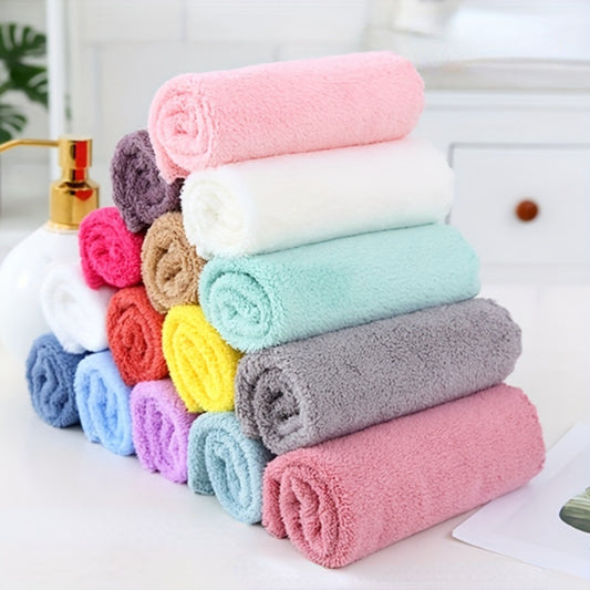 5-piece Coral Fleece Washcloth Set - Ultra-soft, absorbent towels for face and cleaning - Essential bathroom supplies