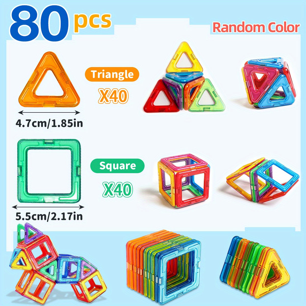 CoolNuro Magnetic Building Blocks Set for Kids - Enhances brain development, hand-eye coordination. Ideal for boys and girls.