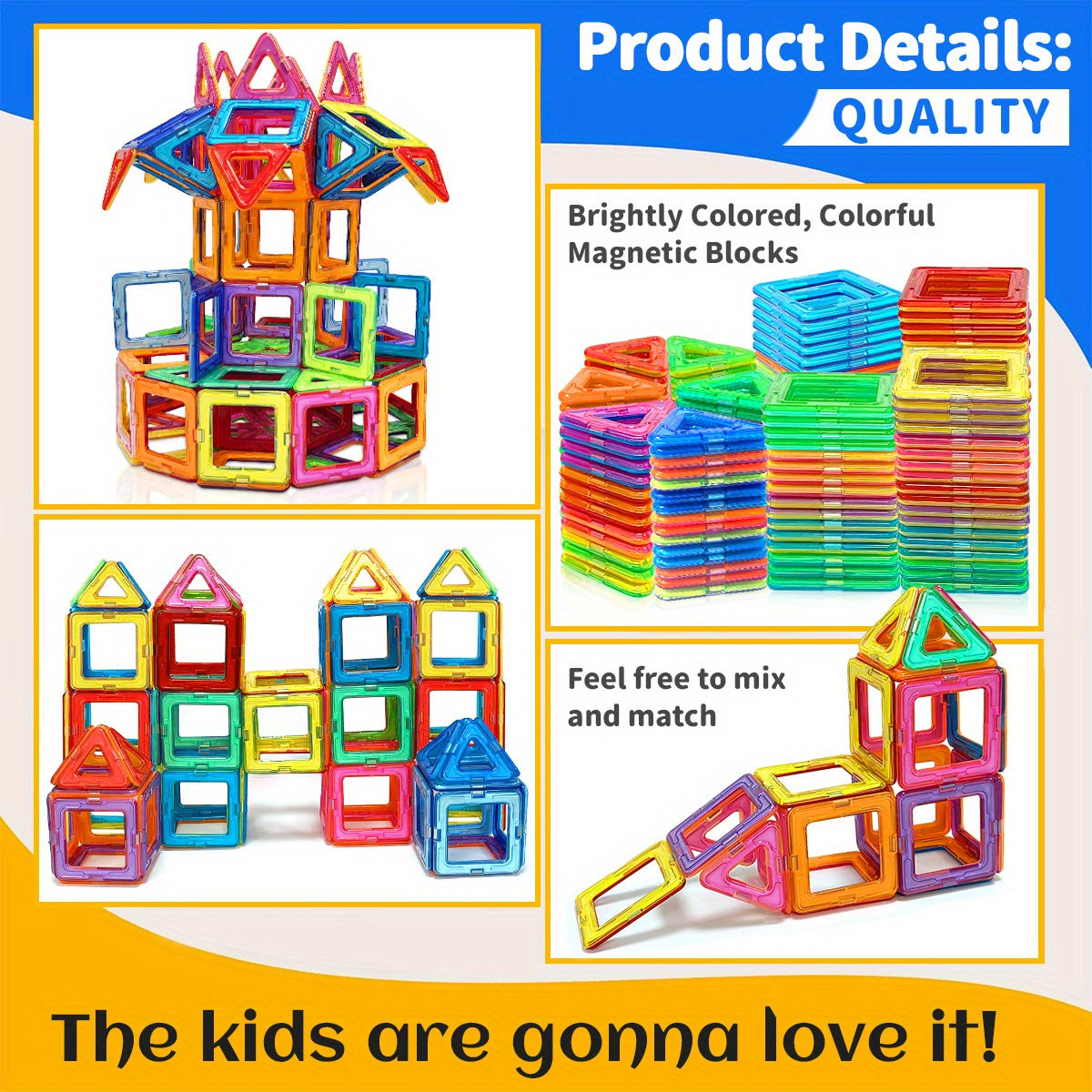 CoolNuro Magnetic Building Blocks Set for Kids - Enhances brain development, hand-eye coordination. Ideal for boys and girls.