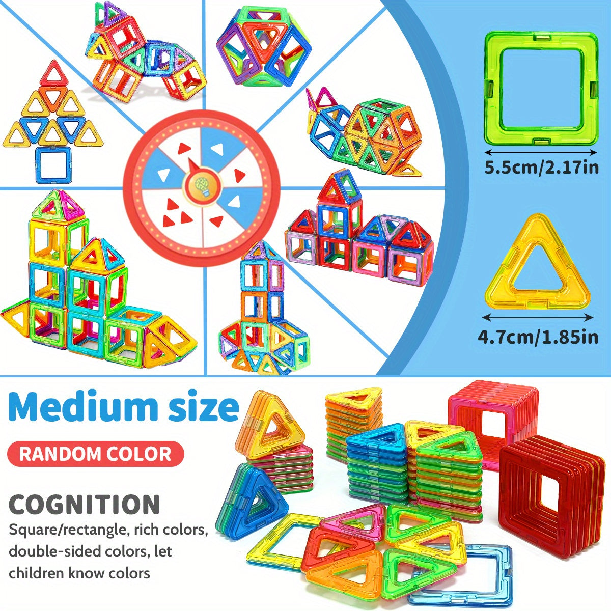 CoolNuro Magnetic Building Blocks Set for Kids - Enhances brain development, hand-eye coordination. Ideal for boys and girls.