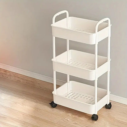 Rolling Storage Cart on Wheels - Organize Your Kitchen, Bedroom, or Home Office with this Multi-Tier Cart - Made of Sturdy Plastic, No Need for Assembly, Convenient Bedroom Storage Solution, Easy to Disassemble