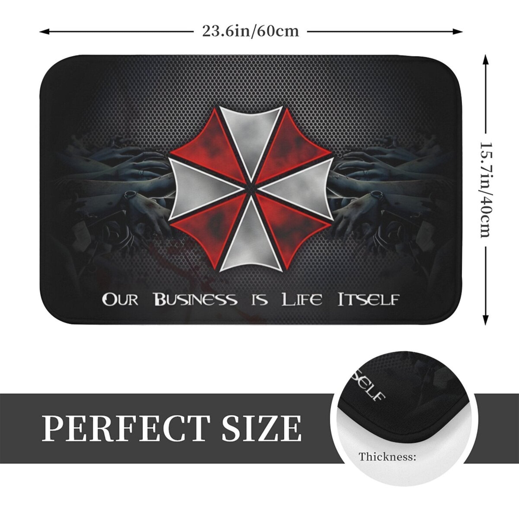 Home Decor Rug - Lightweight Polyester Rectangle Mat for Bathroom, Kitchen, Balcony - Machine Washable, Non-Slip - Featuring the Umbrella Corporation Logo