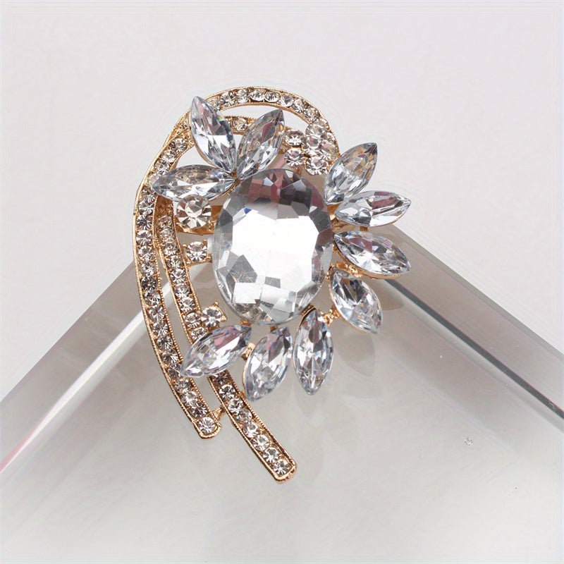 Zarif Rhinestone Brooch Pin - Noan'anaviy va O'ziga xos Dizayn, Ayollar Moda uchun Elegan Aksessuar