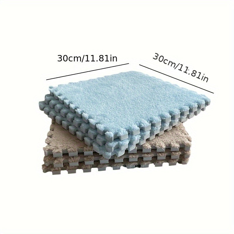 Soft and plush area rug made of fluffy foam - can be hand washed. This patchwork tatami mat is perfect for use in the bedroom, balcony, or both indoor and outdoor spaces.