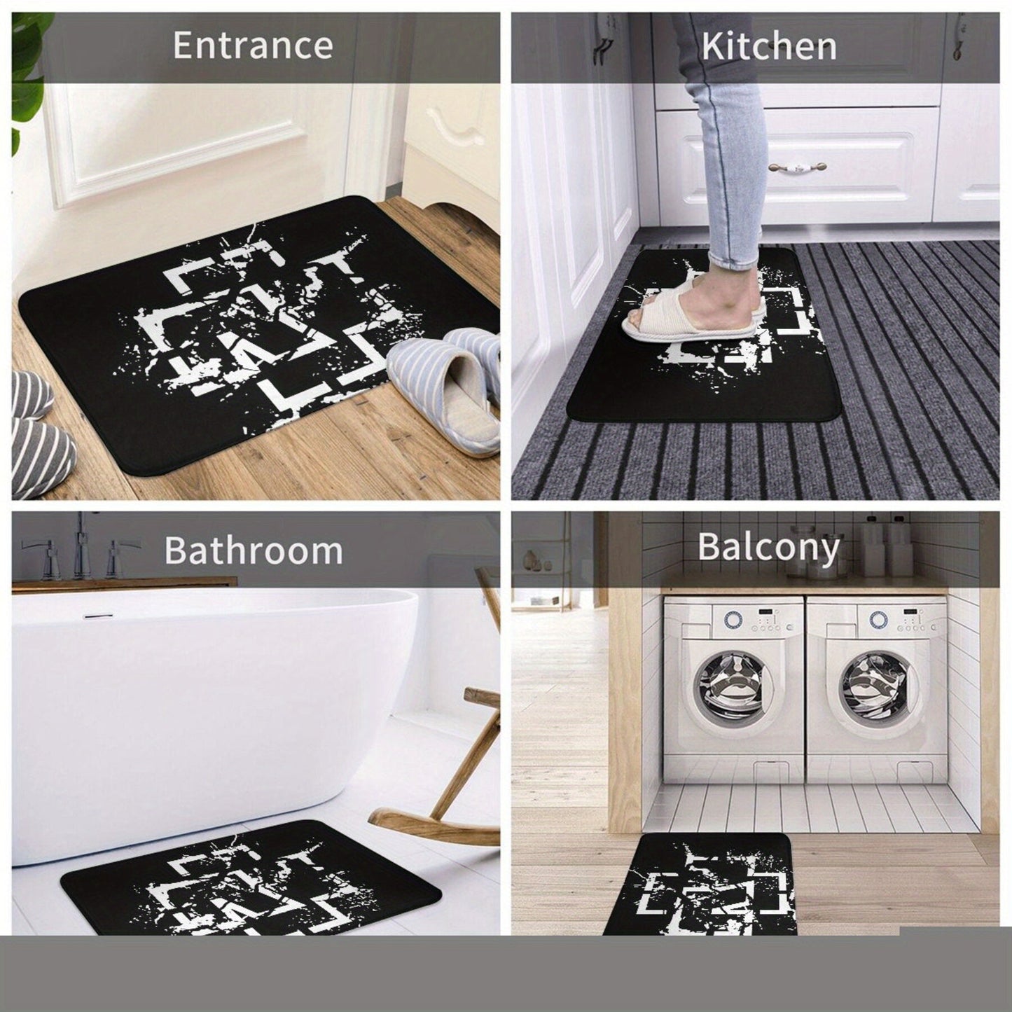 Upgrade your home decor with the Merch-Rokk Modern Abstract Geometric Doormat. Made from soft and durable 100% polyester, this rectangular mat is perfect for use in the bathroom, kitchen, or outdoor areas. It is machine washable and lightweight, making