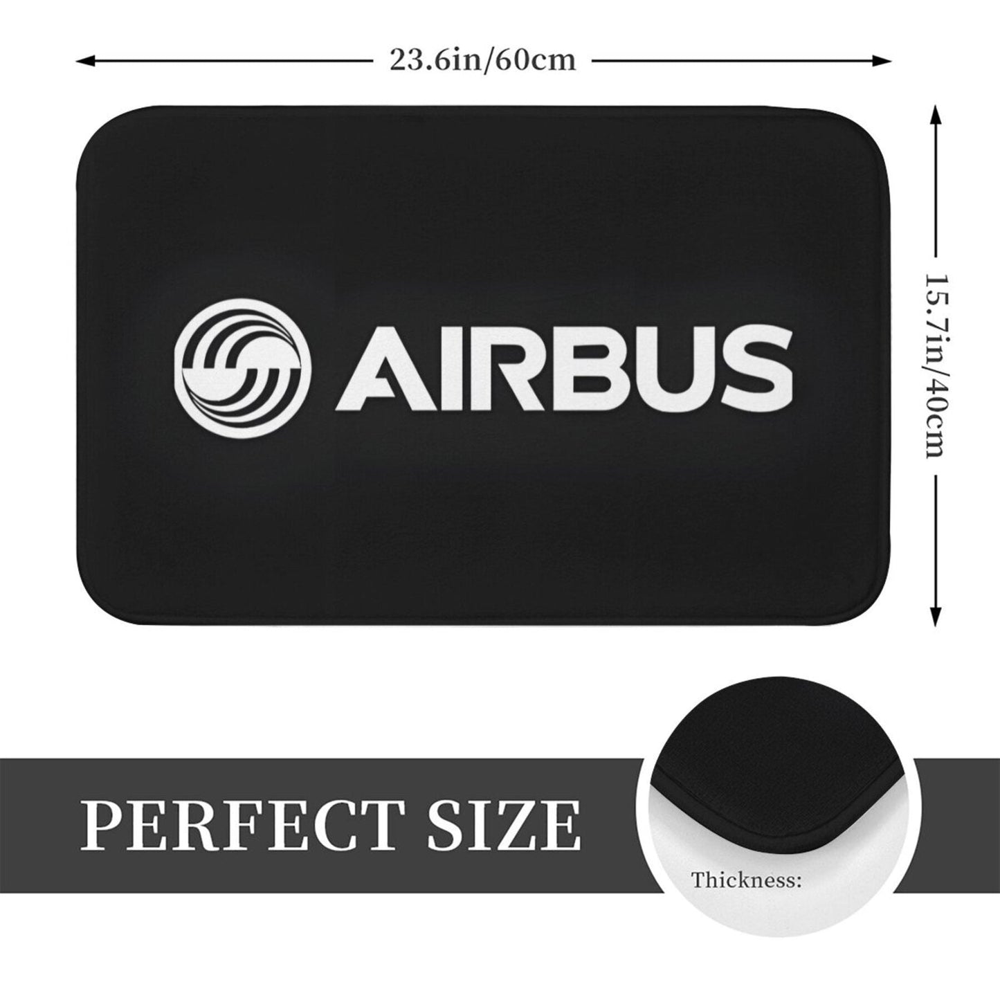 Airbus Logo Non-Slip Doormat, Lightweight Polyester Indoor Welcome Mat, Easy to Clean, Rectangular Shape, Non-Slip Backing, Decorative Entry Rug