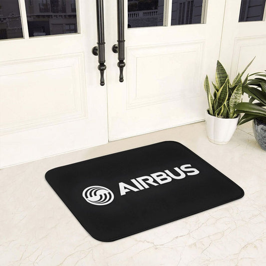 Airbus Logo Non-Slip Doormat, Lightweight Polyester Indoor Welcome Mat, Easy to Clean, Rectangular Shape, Non-Slip Backing, Decorative Entry Rug