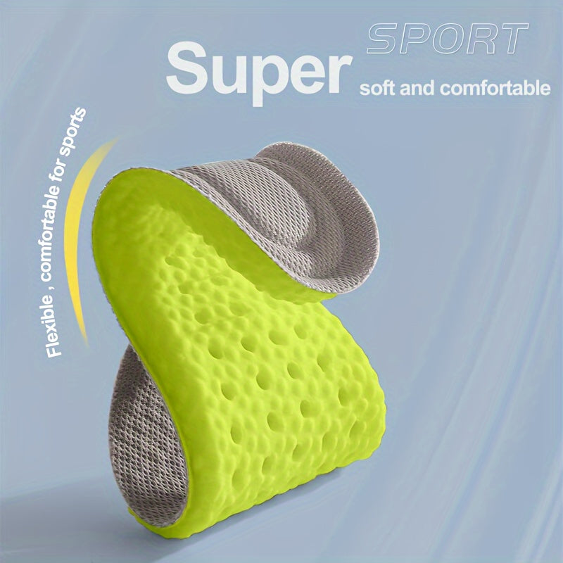 1 pair of shock-absorbing insoles for ultimate comfort and support in sports and daily activities - breathable and soft for happy feet.