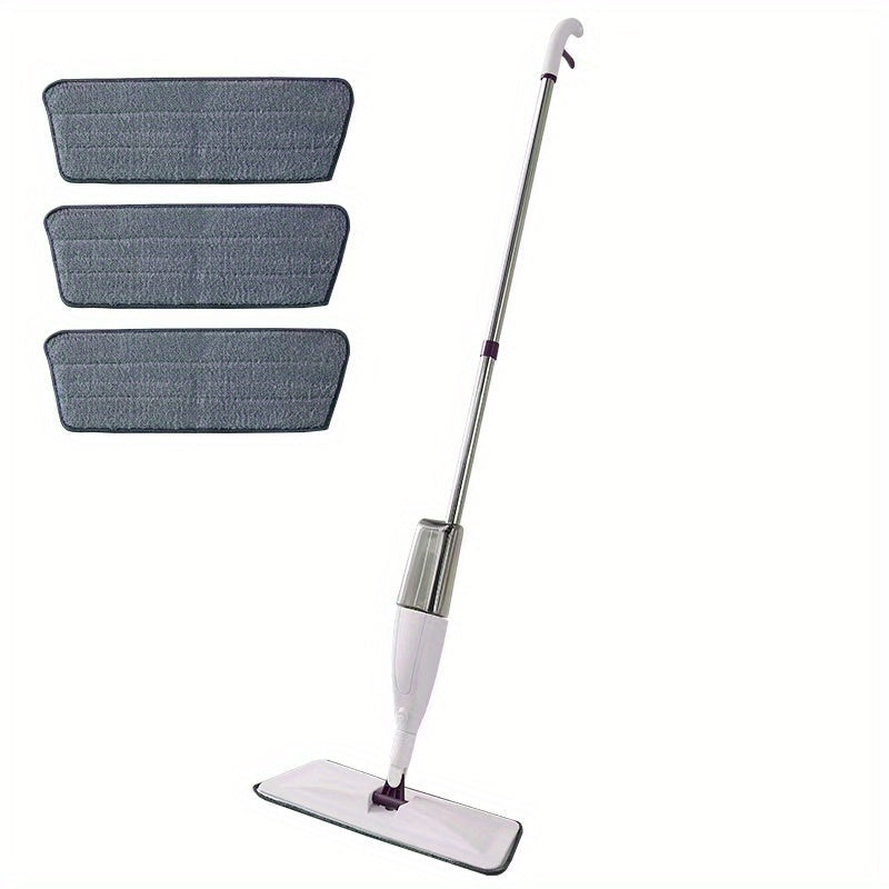 Flat Mop with Water Mist and No-Hand Wash Pad - Stainless Steel Spray Mop for Home Cleaning in Living Room, Bedroom, Bathroom, Toilet, and Kitchen