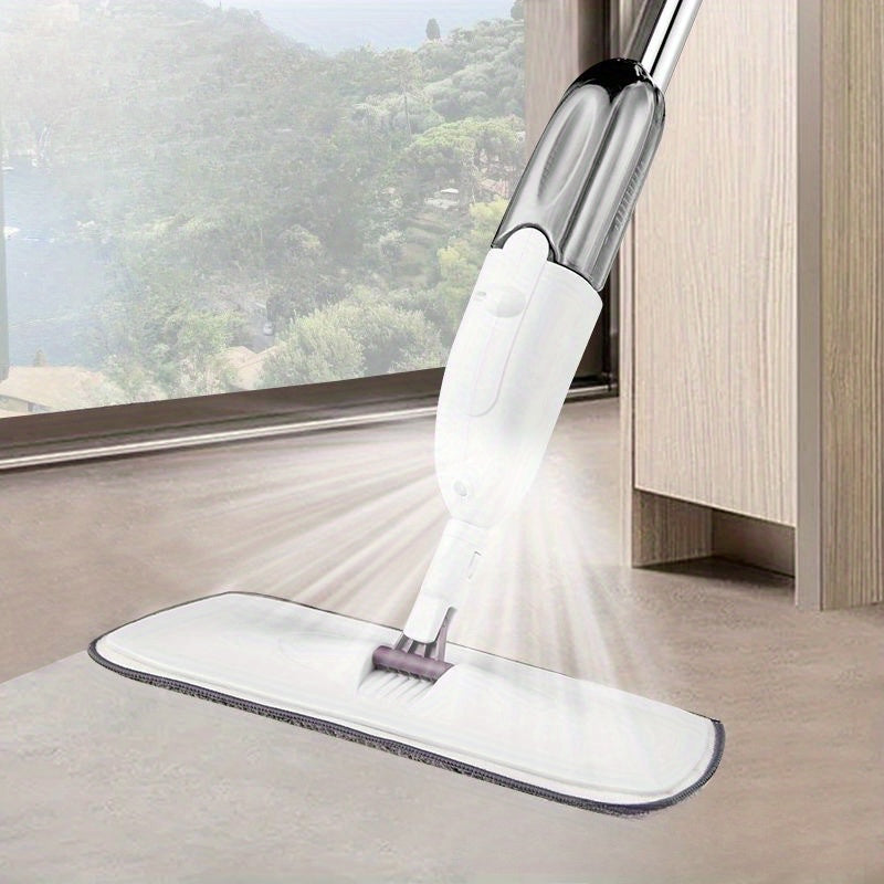 Flat Mop with Water Mist and No-Hand Wash Pad - Stainless Steel Spray Mop for Home Cleaning in Living Room, Bedroom, Bathroom, Toilet, and Kitchen