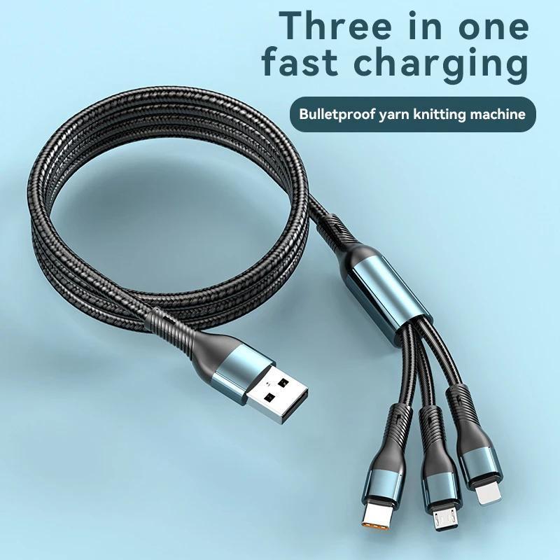 3-в-1 USB кабель быстрой зарядки для телефонов Realme, Samsung, Huawei P50, 50-80W.