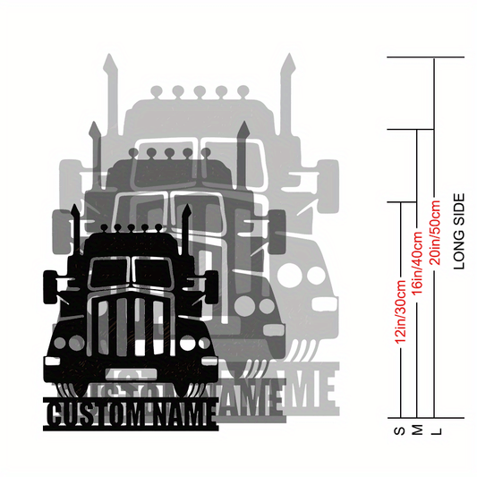 Металлическая табличка для грузовика с индивидуальным именем - Отлично подходит для декора гаража и мужской пещеры, идеальный подарок для водителей грузовиков, изготовлена из черного железа, подходит для настенного искусства.