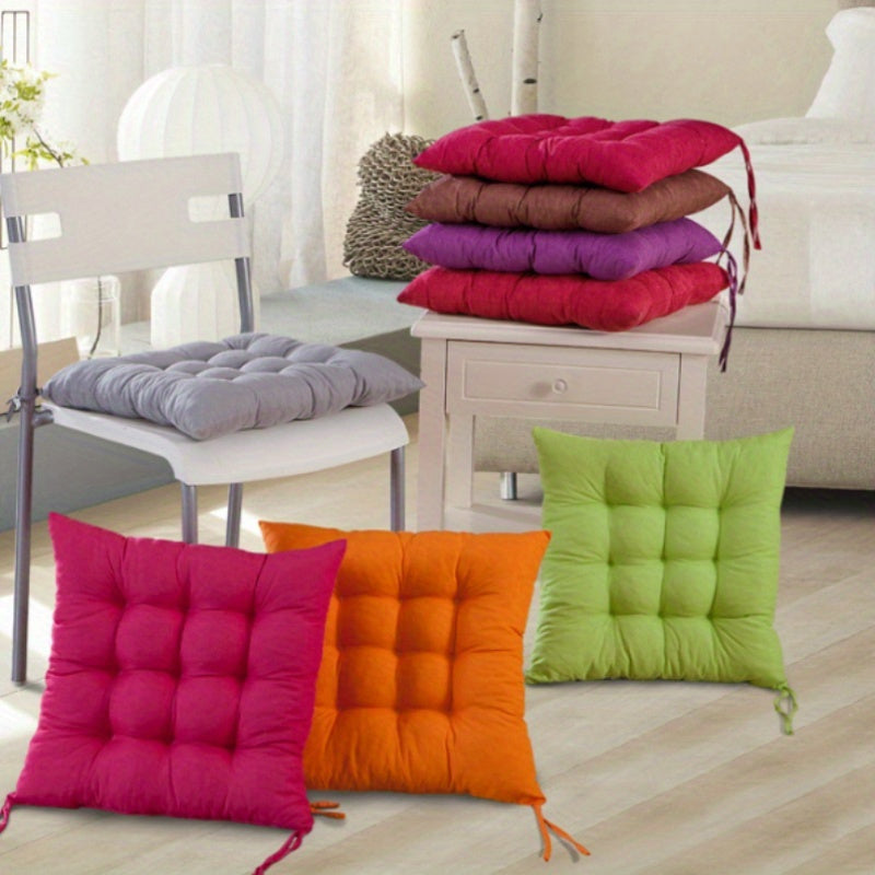 4 Cordless, Durable, Waterproof Polyester Chair Cushions with Flocking Design