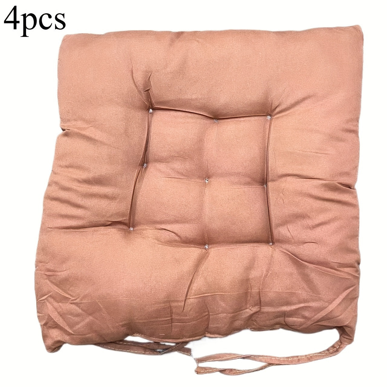 4 Cordless, Durable, Waterproof Polyester Chair Cushions with Flocking Design