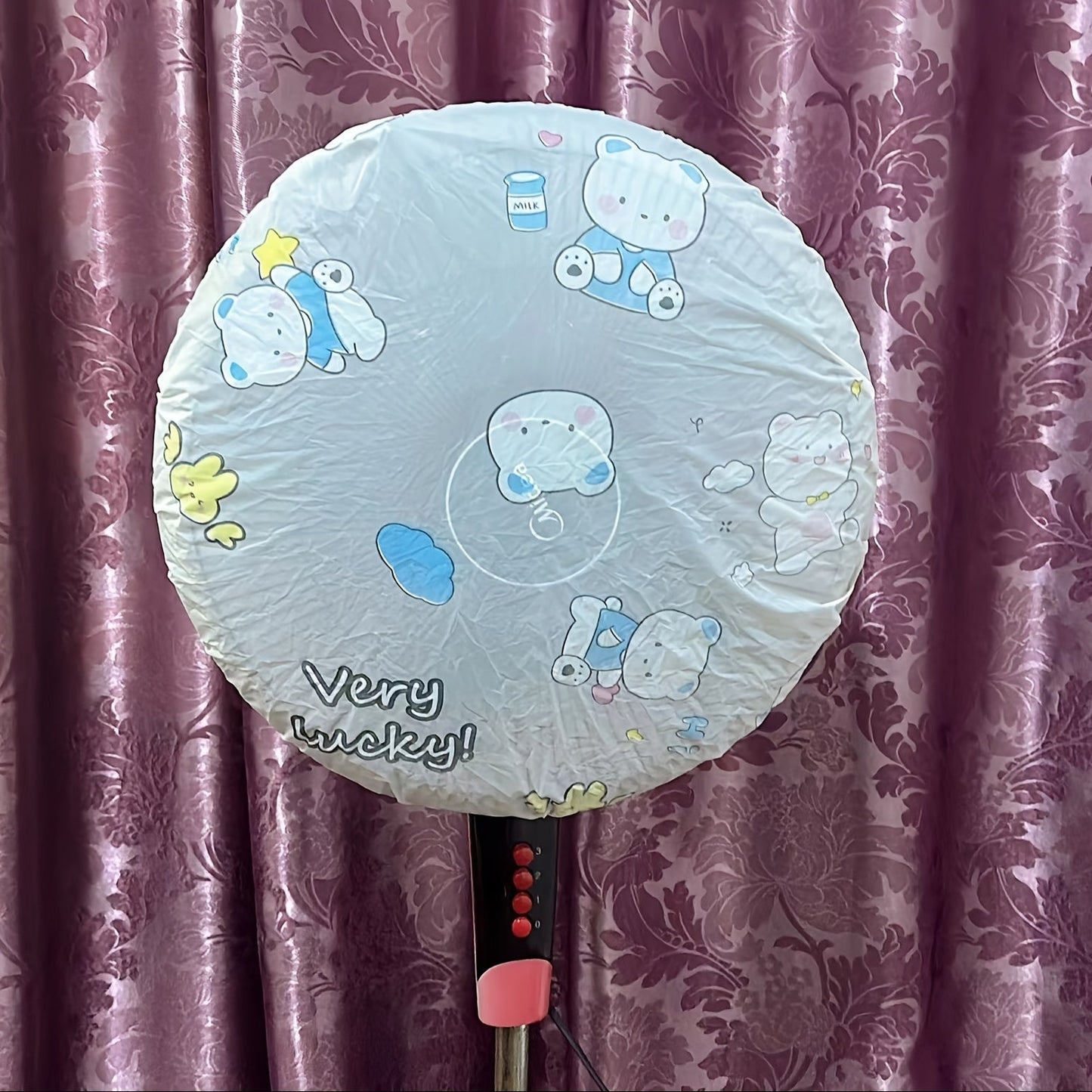 Universal Waterproof Fan Cover, Dustproof Protection for Floor-Standing Fans, Three-Dimensional Round Electric Fan Cover with Random Pattern Design - 1 Piece