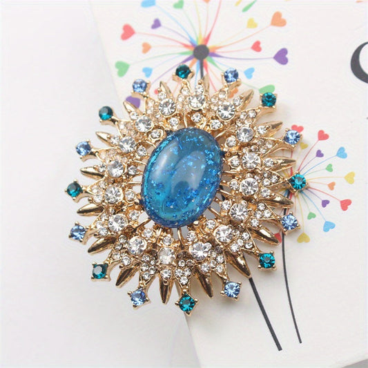 Elegant Vintage-Inspired Enamel Brooch Embellished with Sparkling Rhinestones - Luxurious Corsage Pin Perfect for Dresses & Sweaters