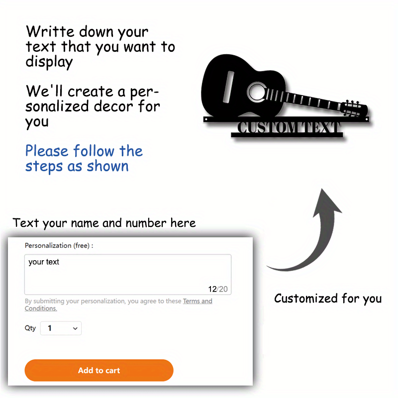 Уникальный металлический настенный арт-дизайн гитары - идеальный подарок для любителей музыки, супругов и партнеров | Индивидуальная табличка с именем для домашнего декора и школьных принадлежностей