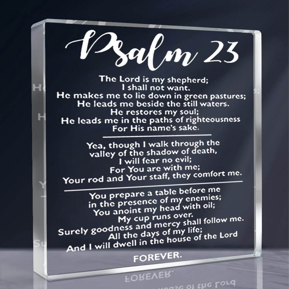 Inspirational Psalm 23 Acrylic Plaque - 10.16x10.16cm Christian Decor for Home & Office