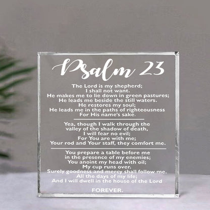 Inspirational Psalm 23 Acrylic Plaque - 10.16x10.16cm Christian Decor for Home & Office