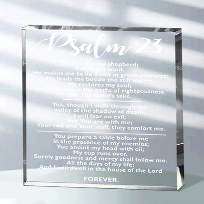 Inspirational Psalm 23 Acrylic Plaque - 10.16x10.16cm Christian Decor for Home & Office