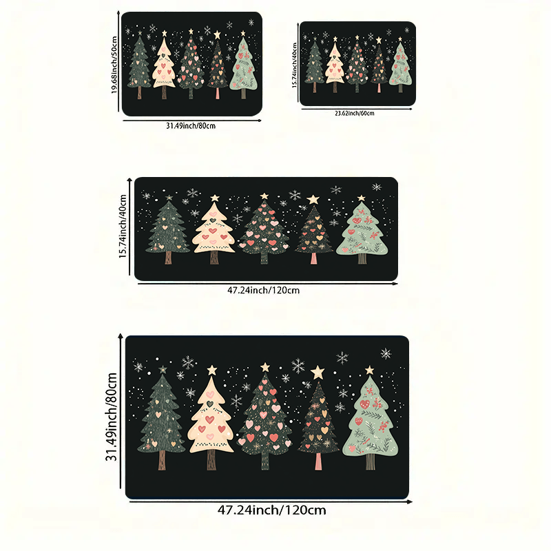 1pc Valentine's Day gift Tree Chic Rectangle Doormat - Soft, Thick, Absorbent, and Non-Slip with Rubber Backing. Machine Washable Polyester Mat for Indoor Entry, Bathroom, Kitchen, and Home Decor.