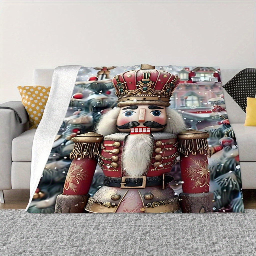 Get cozy with this Nutcracker Christmas Throw Blanket! Made from soft, plush, and warm flannel, this blanket is perfect for snuggling up on the couch or in bed. It's a great addition to your home decor for the holidays and makes a wonderful gift. Crafted