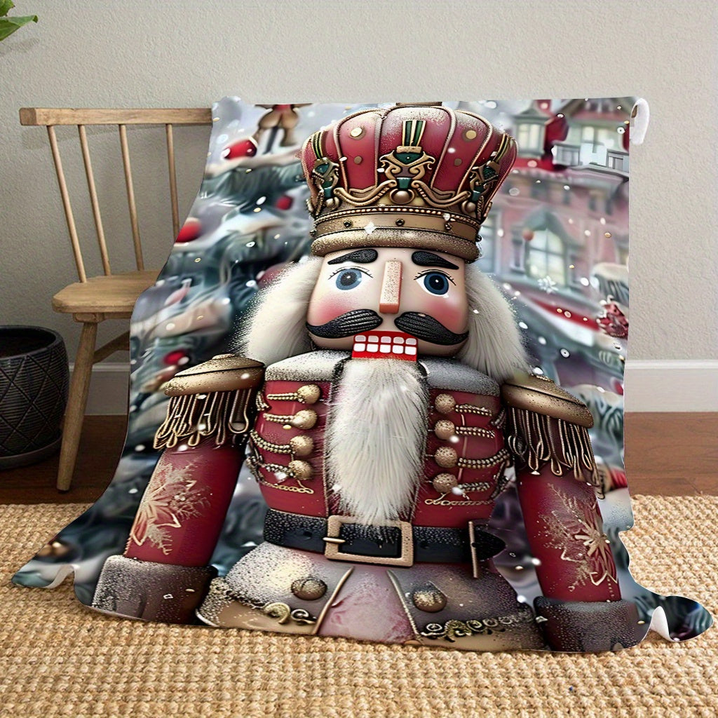 Get cozy with this Nutcracker Christmas Throw Blanket! Made from soft, plush, and warm flannel, this blanket is perfect for snuggling up on the couch or in bed. It's a great addition to your home decor for the holidays and makes a wonderful gift. Crafted