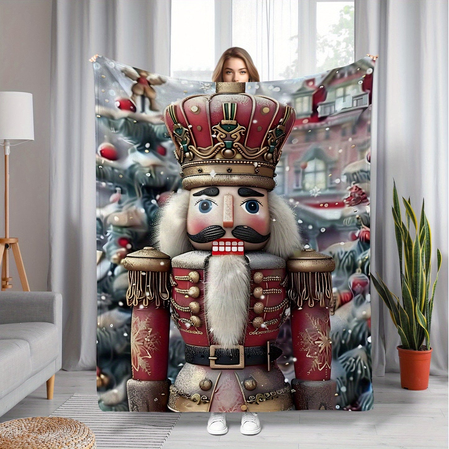 Get cozy with this Nutcracker Christmas Throw Blanket! Made from soft, plush, and warm flannel, this blanket is perfect for snuggling up on the couch or in bed. It's a great addition to your home decor for the holidays and makes a wonderful gift. Crafted