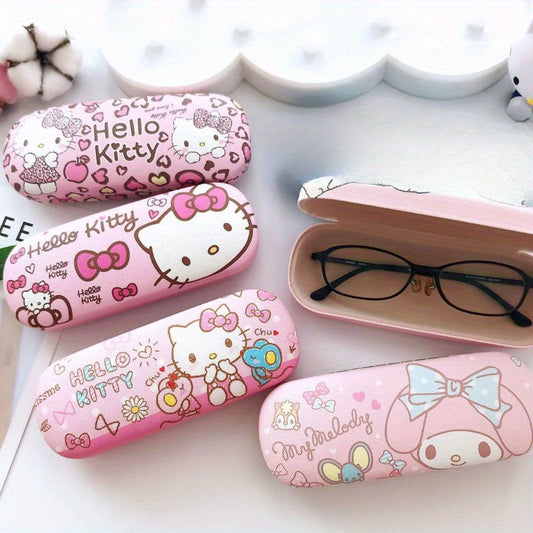 Ayollar uchun Sanrio Hello Kitty modali ko'zoynak qutisi, qattiq silikon materialidan tayyorlangan, chizish va bosimga qarshi turish uchun mo'ljallangan.