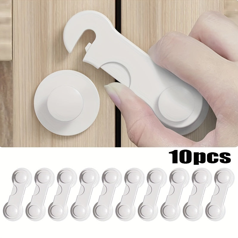 10-Pack of SDONE Safety Cabinet Straps - Secure Plastic Locks for Cabinets & Appliances, No Latex, Safe for Ages 14 and Up, Color: White