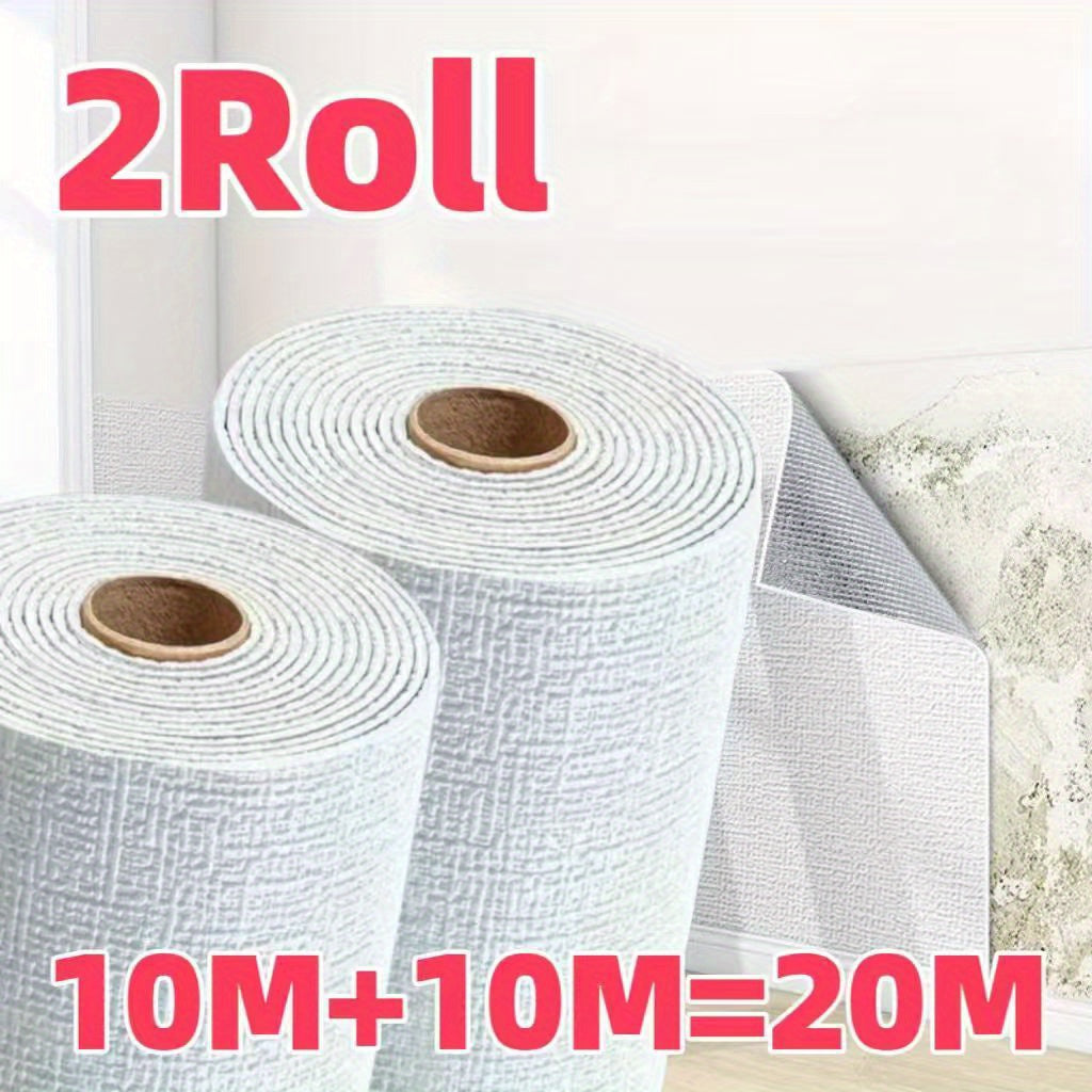 2 rolls of 10 meters linen pattern wall stickers: DIY 3D self-adhesive wallpaper, waterproof and suitable for various rooms.