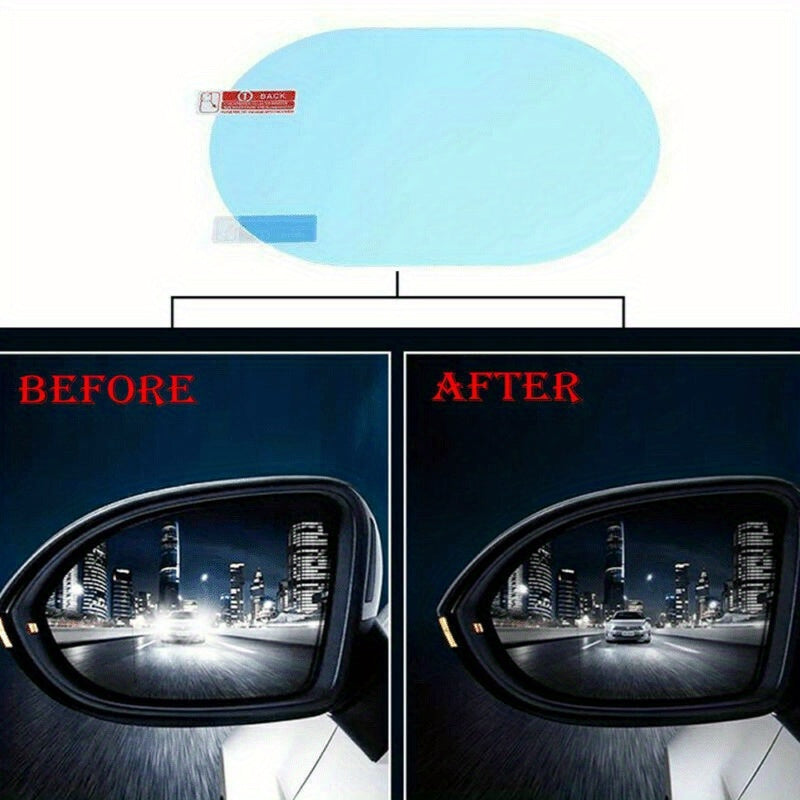 2 transparent pet screen protectors for car rearview mirrors, anti-fog and waterproof