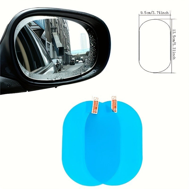 2 transparent pet screen protectors for car rearview mirrors, anti-fog and waterproof